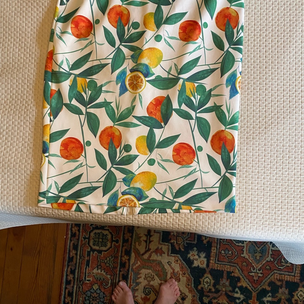 Eloquii Citrus and Leaf Print Pencil Skirt